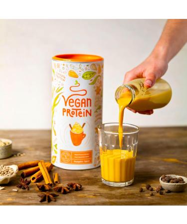 Buy Alpha Foods Vegan Pumpkin Spice Protein Powder - 600g | Plant-Based Protein Blend with Rice Peas Soy Flax Amaranth & Sunflower Seeds | International Shipping Available - Buy Online on GoSupps.com