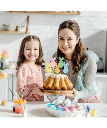 Whaline 60Pcs Easter Cupcake Topper Double-Sided Easter Bunny Cupcake Picks Colorful Rabbit Food Picks for Easter Spring Party Supplies Cake Decorations - Buy Online on GoSupps.com