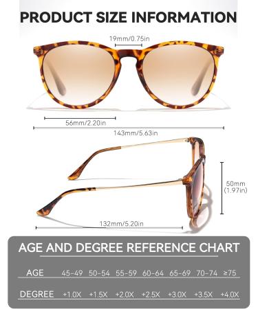 Shop Stylish UV400 Gradient Reading Sunglasses for Women - Tortoise Full Readers 1.5x - Buy Online on GoSupps.com