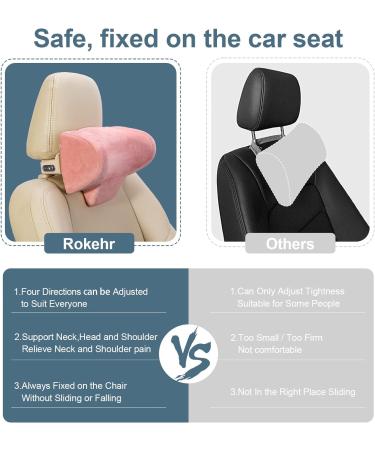 Rokehr Pink Car Seat Neck Pillow - Adjustable Memory Foam Headrest for Comfortable Ergonomic Support - Buy Online on GoSupps.com