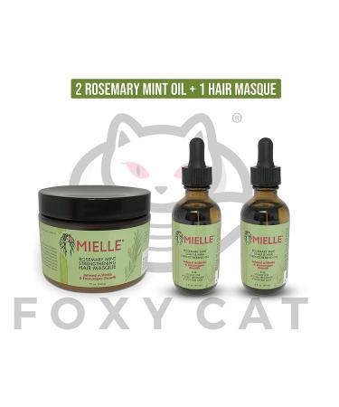 Mielle Organics Rosemary Mint Growth Oil 2 oz (Pack of 2) + Strengthening Hair Masque 12 oz - Sulfate & Paraben Free | Haircare & Scalp Treatment - Buy Online on GoSupps.com