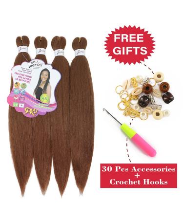Multi Pack Deal: Spetra Pre-Stretched Braiding Hair 8 Bundles 24 Inch Auburn Brown - Professional Yaki Straight Synthetic Crochet Braids - Hot Water Setting - Soft Box Braids - Buy Online on GoSupps.com