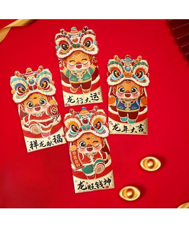 perfk 4Pcs Chinese Lunar Year Red Envelopes Red Pockets New Year Gifts Traditional Spring Festival Envelopes for Spring Festival Style C - Buy Online on GoSupps.com