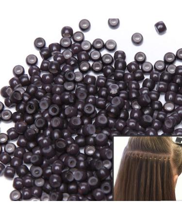 SEGO 100 pieces Nanorings with silicone 3 mm insert hair extension for microrings hairpieces dark brown