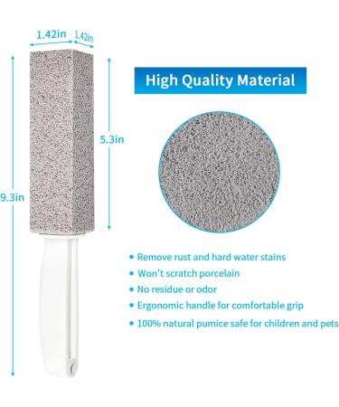 4TH Pumice Stone for Toilet Bowl Cleaning - 2 Piece Scouring Stick with Handle Removes Limescale Hard Water Rings & Calcium Buildup for Bathroom Tile & Household Cleaning - Buy Online on GoSupps.com