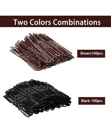 200 PCS U-Shaped Bobby Pins for Thick Hair - Brown & Black Styling Pins with Storage Box - Buy Online on GoSupps.com