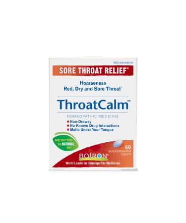 Throat Calm Sore Throat Relief Homeopathic Medicine Adults and Kids (Pack of 2) with Arnica Montana Belladonna Bromium Bryonia and Pulsatilla 60 Tablets Each