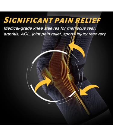 Buy Professional Knee Brace | Compression Sleeve with Patella Gel Pad & Stabilizers for Pain Relief - Medical Knee Support Bandage 2XL - Buy Online on GoSupps.com