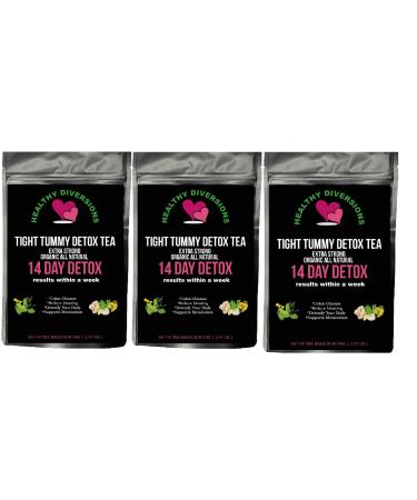 Healthy Diversions Tight Tummy Detox Tea Extra Strength Results Within a Week Reduce Bloating Herbal Tea Bags Wellness & Energy Support 14 Tea Bags 2.4oz