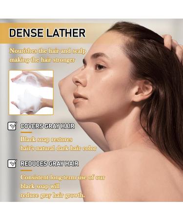 2 Pcs Black Hair Shampoo Bar Soap Hydrating Gray Hair Coverage & Deep Cleaning for Men & Women - Buy Online on GoSupps.com