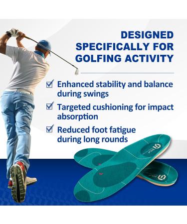 GED Golf Shoe Insoles for Men | Arch Support & Cushioning for Plantar Fasciitis | Enhanced Stability & Balance | US Size 13-13.5 - Buy Online on GoSupps.com