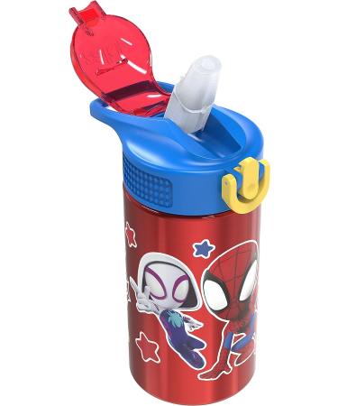 Zak Designs Marvel Spider-Man Stainless Steel Kids Water Bottle - Flip Straw, Locking Spout Cover - 15.5oz Non-BPA Cup for Sports/Travel - Spidey and His Amazing Friends - Buy Online on GoSupps.com