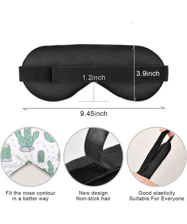 Adjustable Light Blocking Eye Mask for Deep Sleep - Breathable & Comfortable - Ideal for Travel, Yoga, Meditation - Men & Women - Cartoon Cactuses Design - Buy Online on GoSupps.com