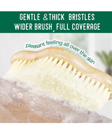NURENDER 16.5 inch Bamboo Shower Brush Back Scrubber - Extra Long Handle for Elderly, Pregnant and Overweight Individuals - Buy Online on GoSupps.com