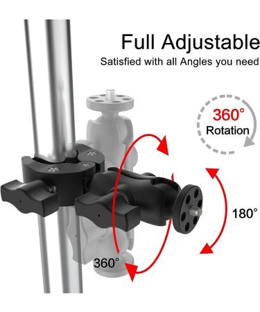 Taisioner Super Camera Clamp Mount with Double Socket Arm and 1/4 -20 Ball Head Adapter for GoPro, AKASO, DJI Action, Insta360, DSLR - Ideal for Digital Camera, Monitor, LED Lights, Ronin-M, Ronin MX, Freefly MOVI - Buy Online on GoSupps.com