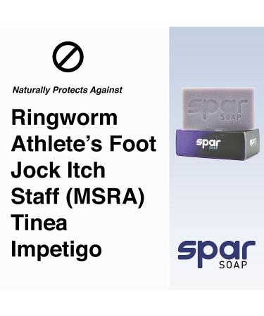 Spar Soap Platinum Antifungal Antibacterial Bar with Tea Tree, Rosemary, Cassia, and Clove - Moisturizing Mango and Shea Butter, Ideal for Body Odor, Jock Itch, Ringworm, Athlete's Foot | Perfect for Contact Sport Athletes - Buy Online on GoSupps.com