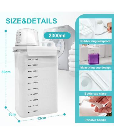 Cbilzxer Airtight Detergent Dispenser with Measuring Cup Washing Powder Storage Box PET Plastic Clear BPA-Free Multi-Purpose Washing Powder Dispenser for Detergent Cereals (2300 ml) 2300ml - Buy Online on GoSupps.com