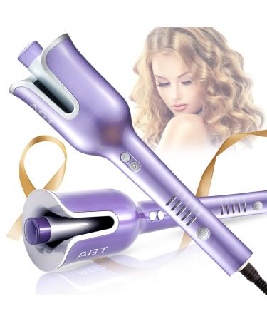 Auto Hair Curler,Automatic Curling Iron 1 inch Ceramic Barrel with 5 Adjustable Temp up to 450& Anti-Stuck Left&Right Auto Rotating Hair Curling Wand for Styling Purple