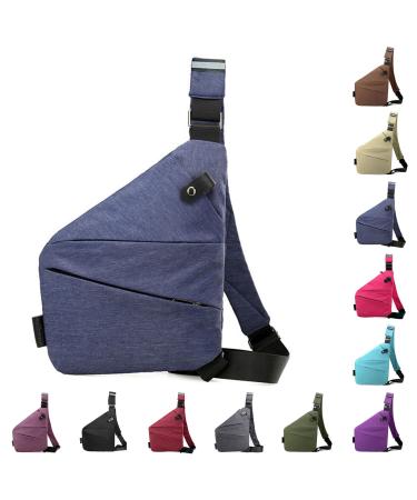 Prevepe theft -proof travel bag anti -theft bag women's theft -safe shoulder bag water -resistant sling bag chest pocket made of nylon for men (right shoulder blue) right shoulder