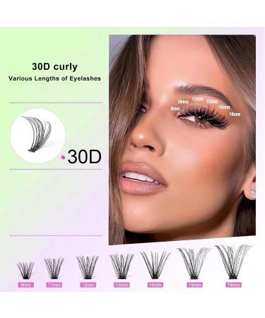 200 Clusters 30D 9 16mm False Eyelashes Soft Dense Individual Lashes DIY Extension Eyelashes Kit for Home Salon Makeup - Buy Online on GoSupps.com