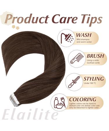Elailite Real Hair Extensions Tape - Invisible Tape in 20PCs Remy Human Hair 35cm 40g #04 Mittel Braun - Premium Quality - Buy Online on GoSupps.com