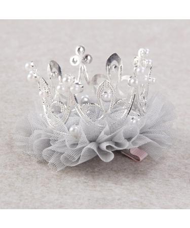 Nishine Baby Crown Hairpins | Princess Tiara Hair Clips for Girls | Silver Tulle Net Tiaras - Perfect Kids Gift - Buy Online on GoSupps.com