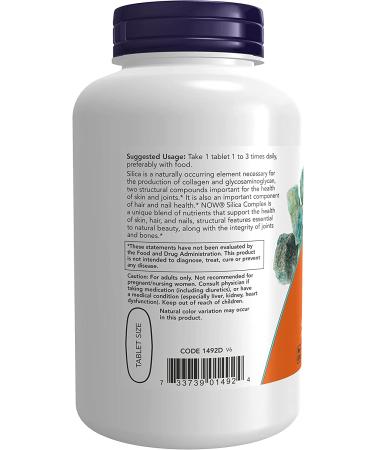 Now Foods Silica Complex 180 Tablets - Promote Healthy Hair, Skin & Nails - Buy Online on GoSupps.com