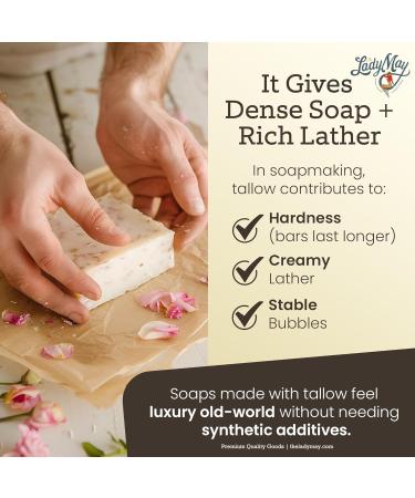 Bulk Grass-Fed Beef Tallow for Soap Skincare & Candles 2lbs Unscented Maker-Proven Quality Tallow - Buy Online on GoSupps.com