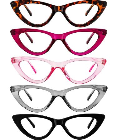 Yogo Vision Reading Glasses 5 Pk Readers for Women Cateye Eyeglasses and Light Spring Hinge Frame +2.75 Set of 5: Black  Grey  Pink. Hot Pink  Brown Havana 2.75 x - Buy Online on GoSupps.com