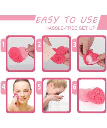 WLLHYF 20 Pieces Compressed Facial Sponges Natural Cellulose Facial Cleaning Sponges Professional Cosmetic Spa Sponges for Face Cleansing Makeup Removal Pore Exfoliating (Heart-pink) - Buy Online on GoSupps.com