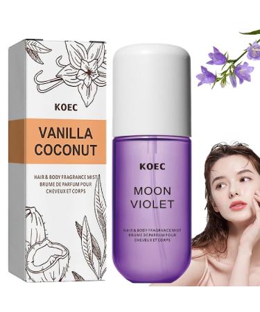 Koec Vanilla Coconut Perfume Vanilla Skin Body Mist Koec Hair Perfume Vanilla Essential Oil For Skin Vanilla Coconut Hair And Body Perfume Spray (Rose Lychee) (Moon Violet)