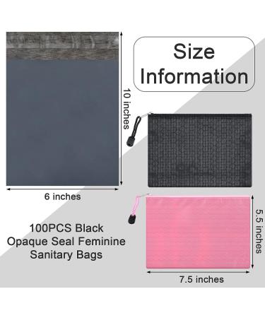100 Pcs Feminine Disposal Bags & 2 Sanitary Pouches | Hygiene Storage for Tampons, Pads, Liners | Black Opaque Bags - Buy Now! - Buy Online on GoSupps.com