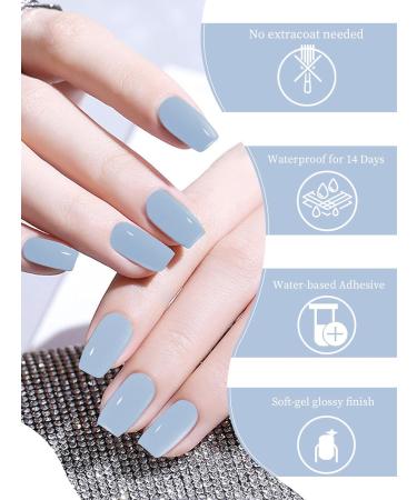 Kalolary 32PCS Cured Gel Nail Polish Strips Adhesive Full Wrap Gel Nail Art Sticker Waterproof Gel Nail Wrap Stickers with Nail File and Stick(UV/LED Lamp Required) (Grey) - Buy Online on GoSupps.com
