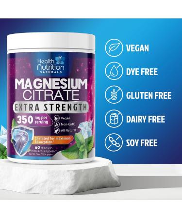 Magnesium Powder Supplement - Magnesium Citrate Powder Drink Mix Unflavored - Mag Citrate & Aquamin Supplements for Bone Heart & Muscle Support Sugar Free Gluten Free Vegan - 60 Servings - Buy Online on GoSupps.com