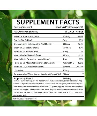 Kindled Thyroid Support Drops | Selenium Zinc Iodine L-Tyrosine Ashwagandha Liquid Drops Thyroid Bloom Support | Body Balance & Support - 4 FL.OZ (1) - Buy Online on GoSupps.com