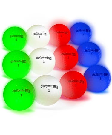GoSports Light Up LED Golf Balls 12 Pack - Impact Activated with 10 Minute Timer