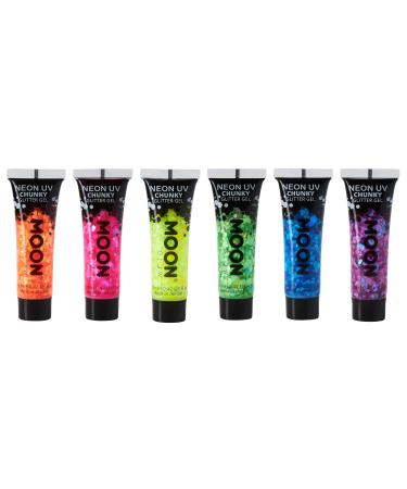 Moon Glow - Neon UV Face & Body Chunky Glitter Gel - 12ml (Set of 6) - Buy Online on GoSupps.com
