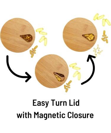 Wooden Pill Organizer - Daily & Weekly Medicine Holder for Travel | Vitamin Case with Solid Wood Lid | Improved Design for Easy Use - Buy Online on GoSupps.com