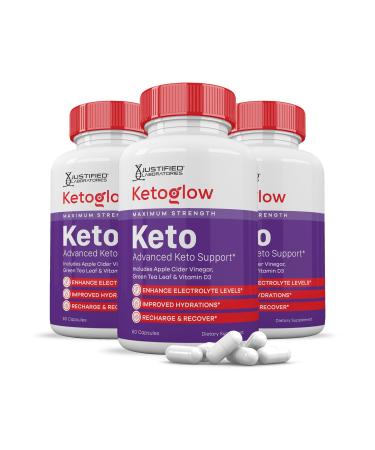 (3 Pack) Keto Glow Keto ACV Pills 1275MG Keto Support Blend Alternative to KetoGlow Keto ACV Gummies Formulated with Apple Cider Vinegar Extra Virgin Olive Oil Powder Green Tea Leaf 180 Capsules
