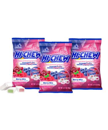 Japanese Candy HlCHEW Berry Mix 90g Black Cherry Raspberry and Blueberry Flavors Fruit Chews Chewy Candy Pack of 3