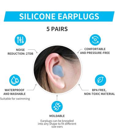 LYSIAN Ultra Soft Moldable Ear Plugs for Sleeping and Swimming - Reusable Noise Cancelling Earplugs for Adults and Kids - Ideal for Sound Blocking, Snoring, Study - Blue - Buy Online on GoSupps.com