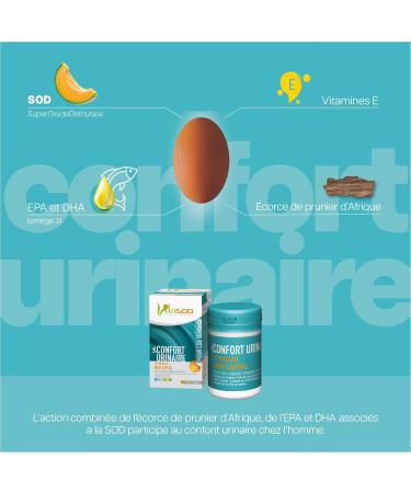 Vita CONFORT URINAIRE SOD de melon Compl ment alimentaire pour une fonction urinaire normale de l homme corce de prunier d Afrique Om ga3 (EPA et DHA) 60 Capsules - Buy Online on GoSupps.com