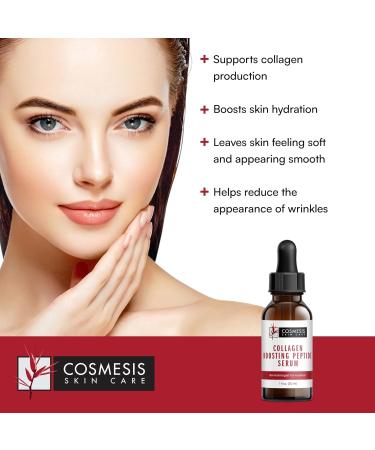 Collagen Boosting Peptide Serum - Synthesizes All Major Collagen Types Improves Firmness Smoothness & Reduces Wrinkles - 1 oz. Cosmesis - Buy Online on GoSupps.com