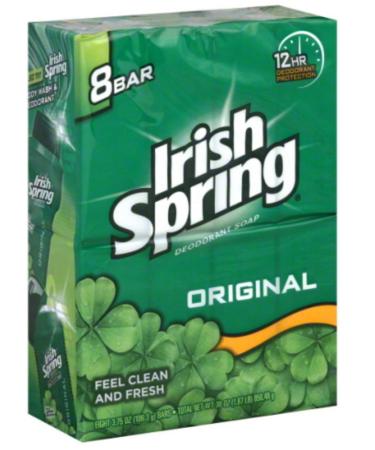 Irish Spring Deodorant Bar Soap Original 3.75 oz bars 8 ea (Pack of 4)