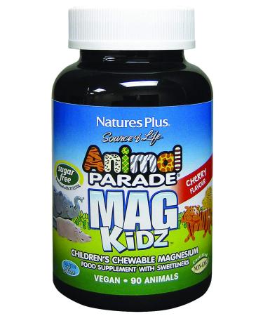 Nature's Plus Animal Parade MagKidz Children's Magnesium Natural Cherry Flavor 90 Animal-Shaped Tablets