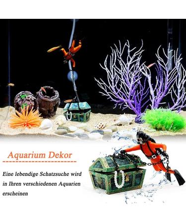Buy Mesee Fish Tank Ornament - Diver Treasure Hunter & Treasure Chest Decoration for Aquarium - Vibrant Orange Action Decor - Buy Online on GoSupps.com