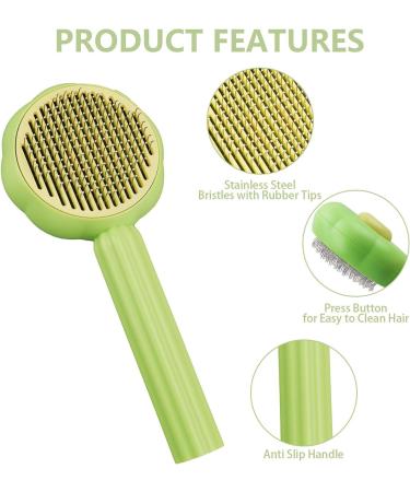 Moseem Pet Hair Cleaner Brush - Cat & Dog Grooming Tool for Shedding - Removes Loose Undercoat - Short/Long Haired Cats - Green - Buy Online on GoSupps.com