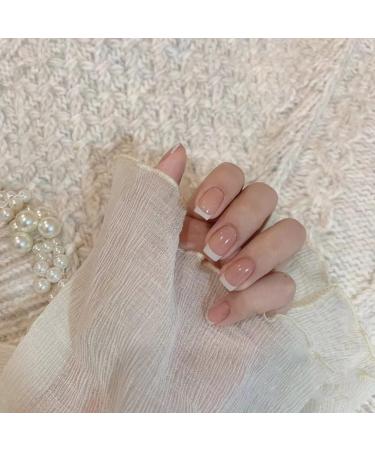DMQ French Fake Nails 48Pcs Medium Short Nude Full Cover Press on Nails with Glue - Nail Art Manicure Set for Women and Girls - Buy Online on GoSupps.com