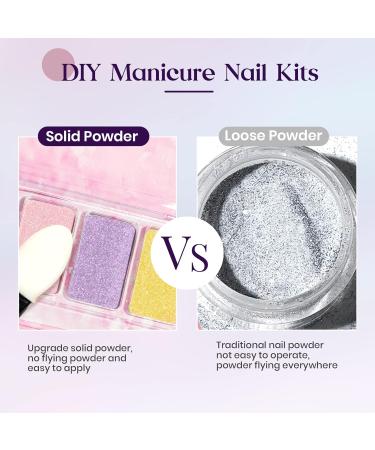 Mizhse Chrome Nail Powder | Laser Holographic Chameleon Metallic Glitter | 6 Colors with Brush | DIY Nail Art Studio Supplies - Buy Online on GoSupps.com