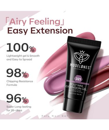 Modelones Polygel Nail Set - 6 Colors (Nude Pink Purple) | Quick Extension & Nail Art for Starters | Elegant Purple 15ml - International Shipping - Buy Online on GoSupps.com